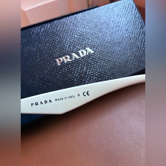 Prada SPR 52QS Aviator Sunglasses White Frame Silver Mirror Lenses - Picture 9 of 14